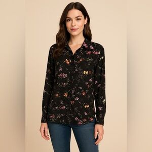 Impressions Black and Pink Floral Blouse 🖤🌴